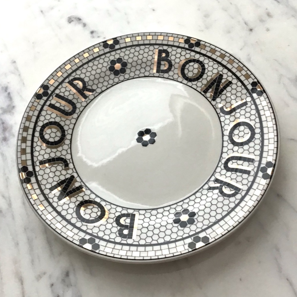 Anthropologie Bistro Tile Bonjour Dessert Bread Plate NEW